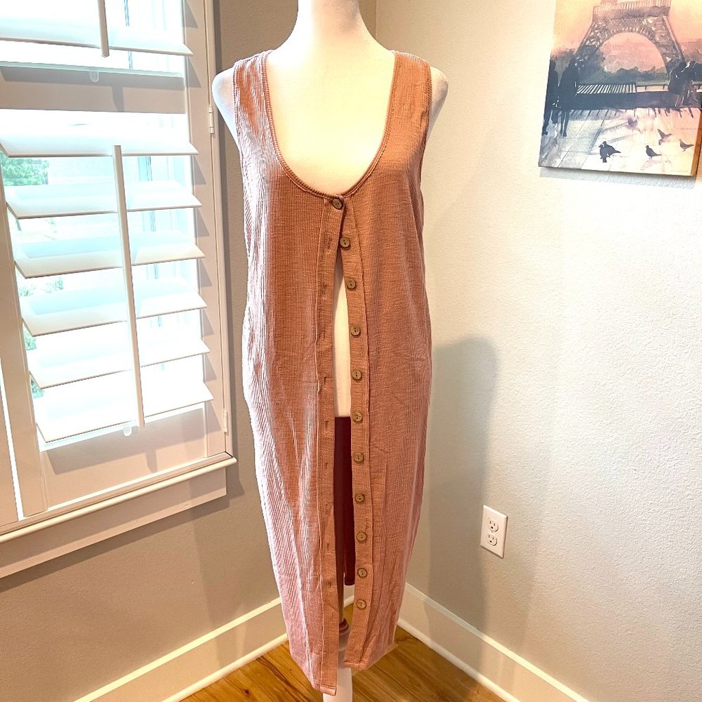 NWT : Free People : Cotton Blend Midi Button Down Cardigan : Light Pink : Medium